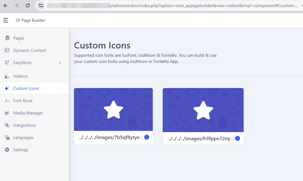 Вредоносные кастомные иконки в SP Page Builder